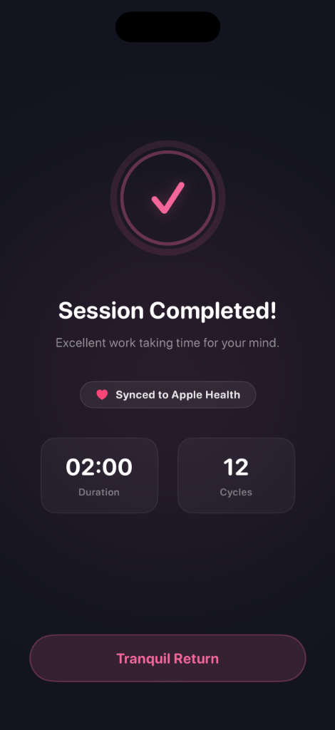 Breath App Session Completion Summary